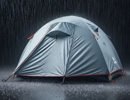 una tienda de campaña bajo la lluvia