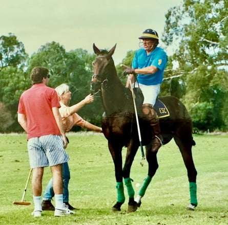 Ernie Cooley's groom ready for the pony changeover, by Peter Pickering