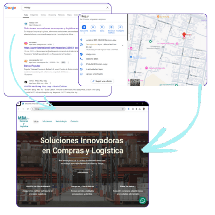 Visibilidad en buscadores, google maps y direccionamiento a la página web y/o contacto directo.