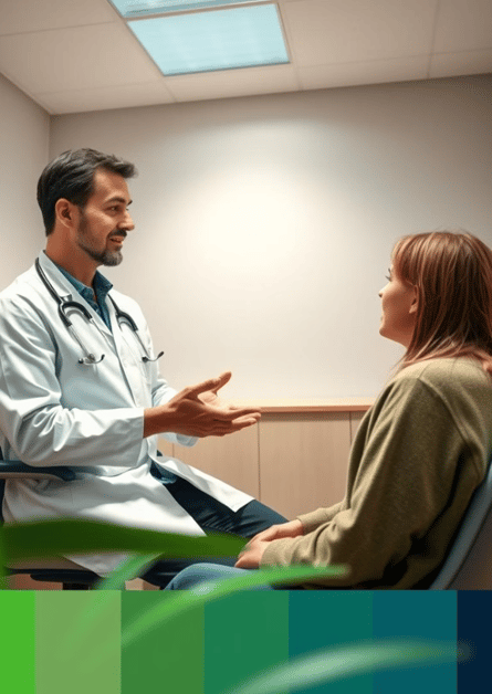 a doctor talking to a patient in a hospital