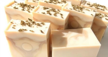 handmade soap with botanicals on top