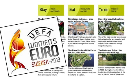 Solna City´s tourist site 2013, UEFA Women´s EURO 2013