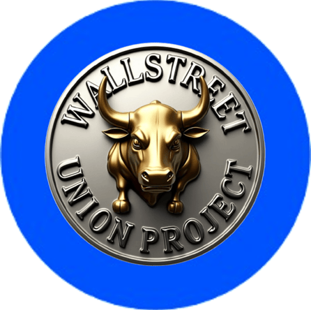 a wall street union union logo on a blue circle