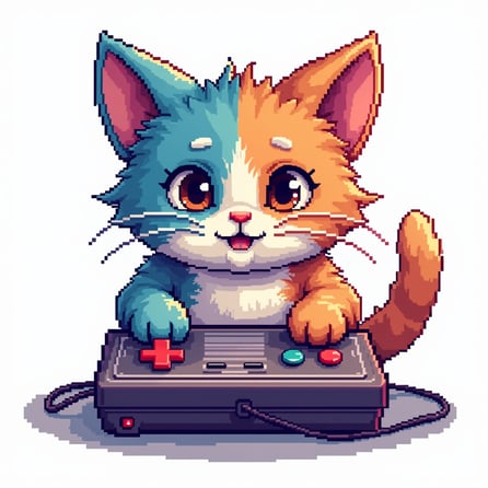 a cat playing video games on a video game console