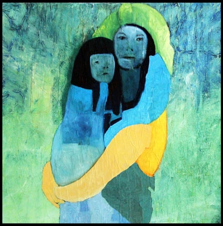 Mother and Child Acrylic, Oil on Canvas 80x80 cm