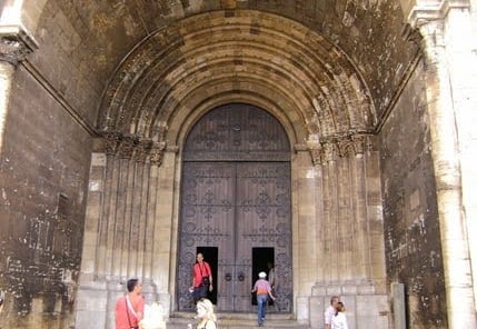Lisbon - Grand entry doors to the Lisbon Cathedral, repaired after the 1755 earthquake