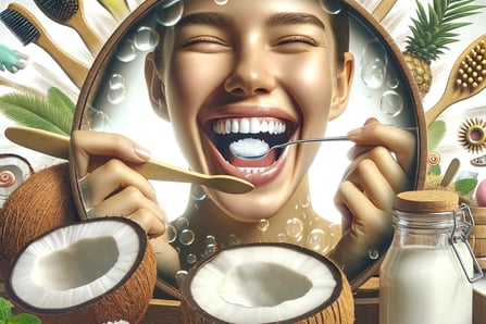 a woman with a toothbrush and toothbrushes in her mouth