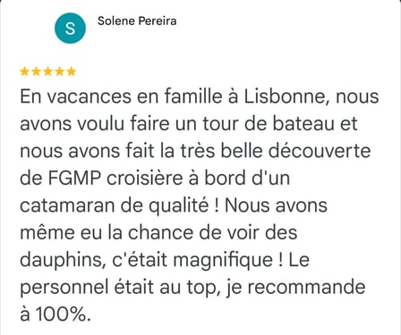 Avis d'une cliente heureuse lors d'une balade en Catamaran à Lisbonne