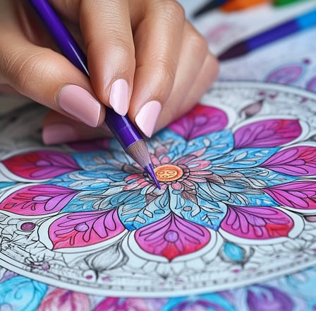 Over ons mandala wordt ingekleurd