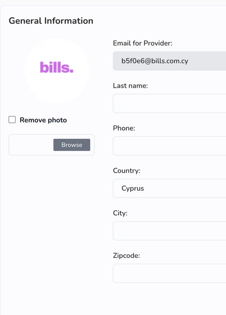 bills management unique email address