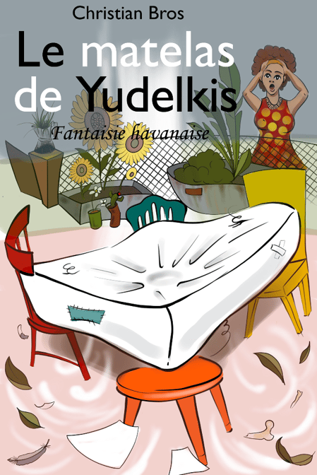 Couverture de roman. Un phénomène étrange se produit sur le matelas devant Irma affolée.