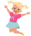 Colorful, smiling cartoon girl jumping and celebrating