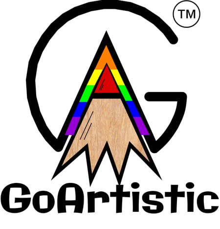 a logo for a company that sells a rainbow - colored pencil