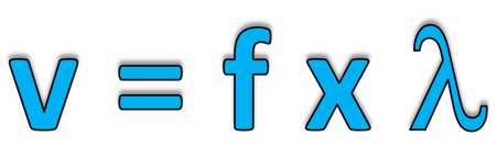 The wave equation. Wave velocity = frequency x wavelength