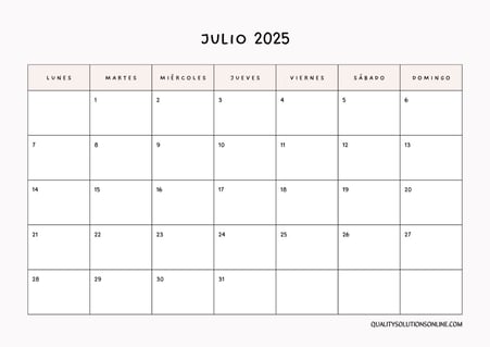 Calendarios de julio para imprimir gratis
