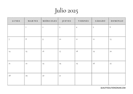 Calendarios de julio para imprimir gratis