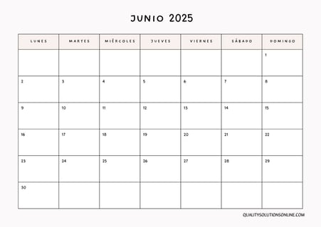 Calendario junio minimalista para imprimir gratis 