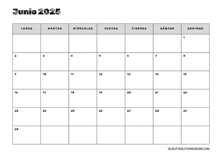 Calendario junio minimalista para imprimir gratis 