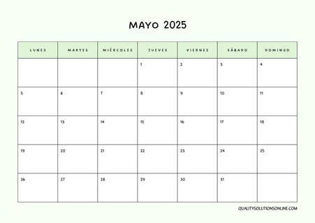 Calendario mayo minimalista para imprimir gratis 
