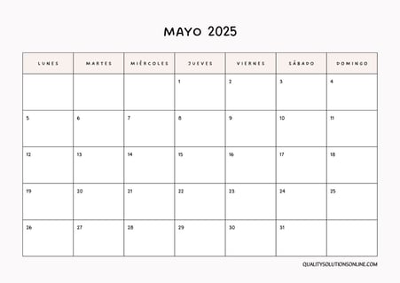 Calendario mayo minimalista para imprimir gratis 