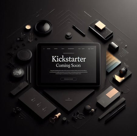 kickstarter coming soon written on a tablet