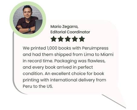 Fast book printing and international shipping from Peru to USA with Peruimpress