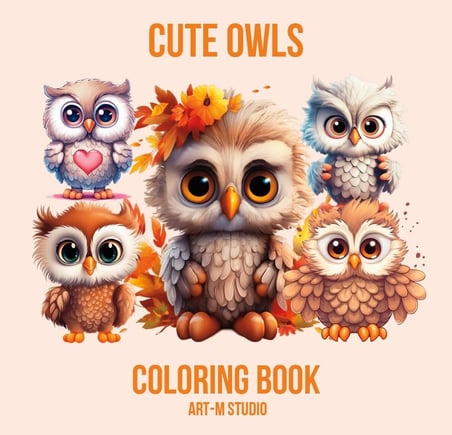 cover of coloring book cute owls