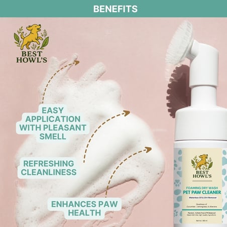 a bottle of dog shampooe with a toothbrush and toothbrush