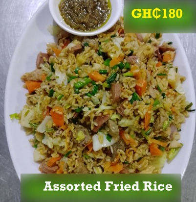 assorted fried rice at de place restaurant gh