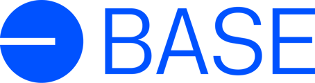 a blue and white logo for the base of a base