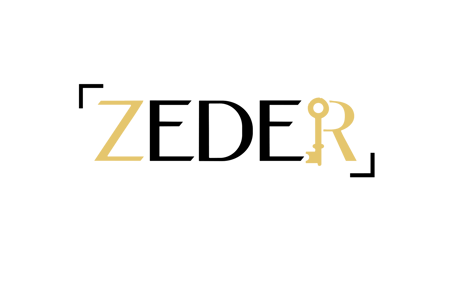 Zeder logo with a key on the R