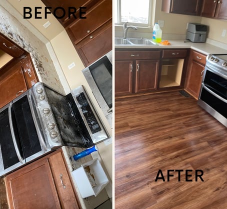 Before and after deep kitchen clean