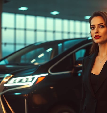 Female VIP passenger with private chauffeur vehicle at Bangkok airport