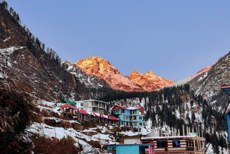 a mountain scene with a mountain range in the background