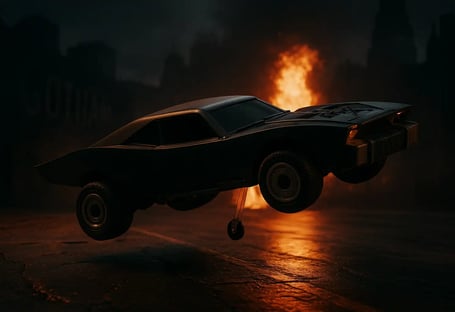 Carro a control remoto de The Batman saltando