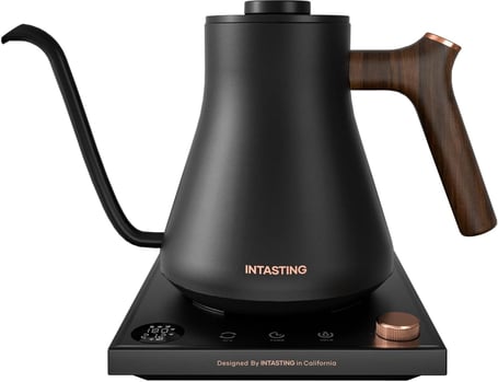 INTASTING Gooseneck Electric Kettle, ±1℉ Temperature Control, Wooden Accents, Stainless Steel Inner,