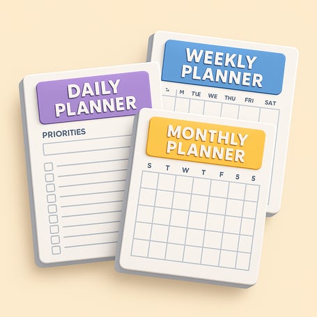 a calendar planner with a weekly planner and a weekly planner