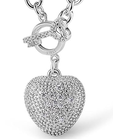 Heart Pendant Necklace Solid Silver Rolo Chain Choker