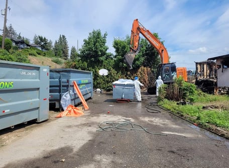 Disposal bins and Excavator