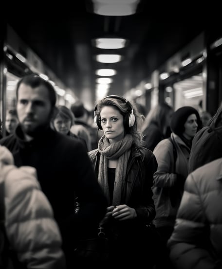 a woman in a headphones
