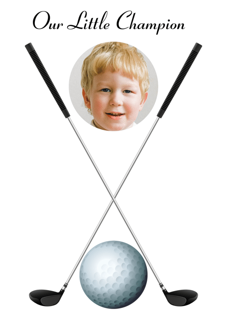 a golf ball with a picture of a little boy