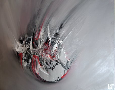 peinture fond gris représentant l'opposition  
