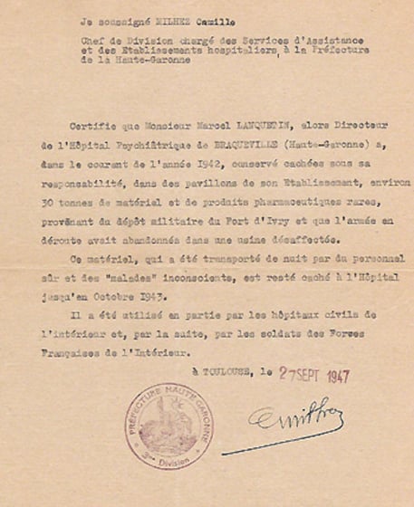 attestation resistance prefecture haute garonne 1947 M Lanquetin