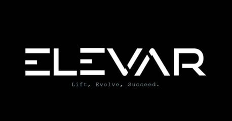 a black and white logo with the word elevar