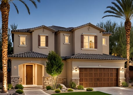 a house with palm trees and palm trees