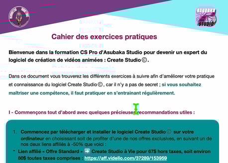 Cahier des exercices pratiques Create Studio