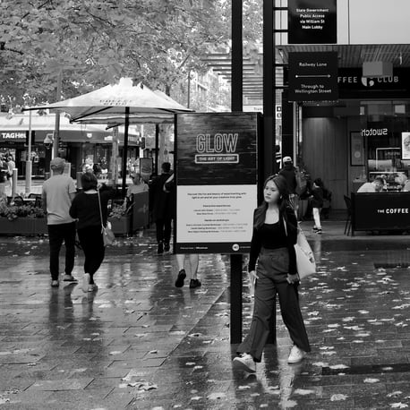 A rainy day in Perth city captured by street photographer Peter Pickering