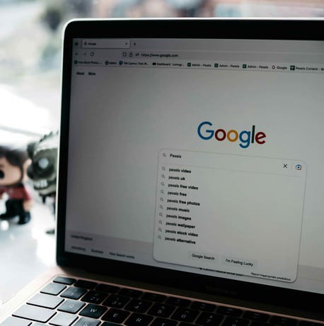 Google Search on Laptop Screen
