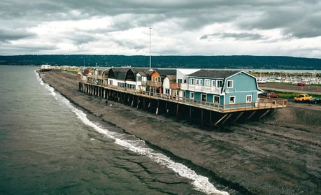 Anchorage, AK - A spit of land off the mainland called Homer Spit, next to Homer Alaska