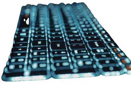 a blue glowing keyboard